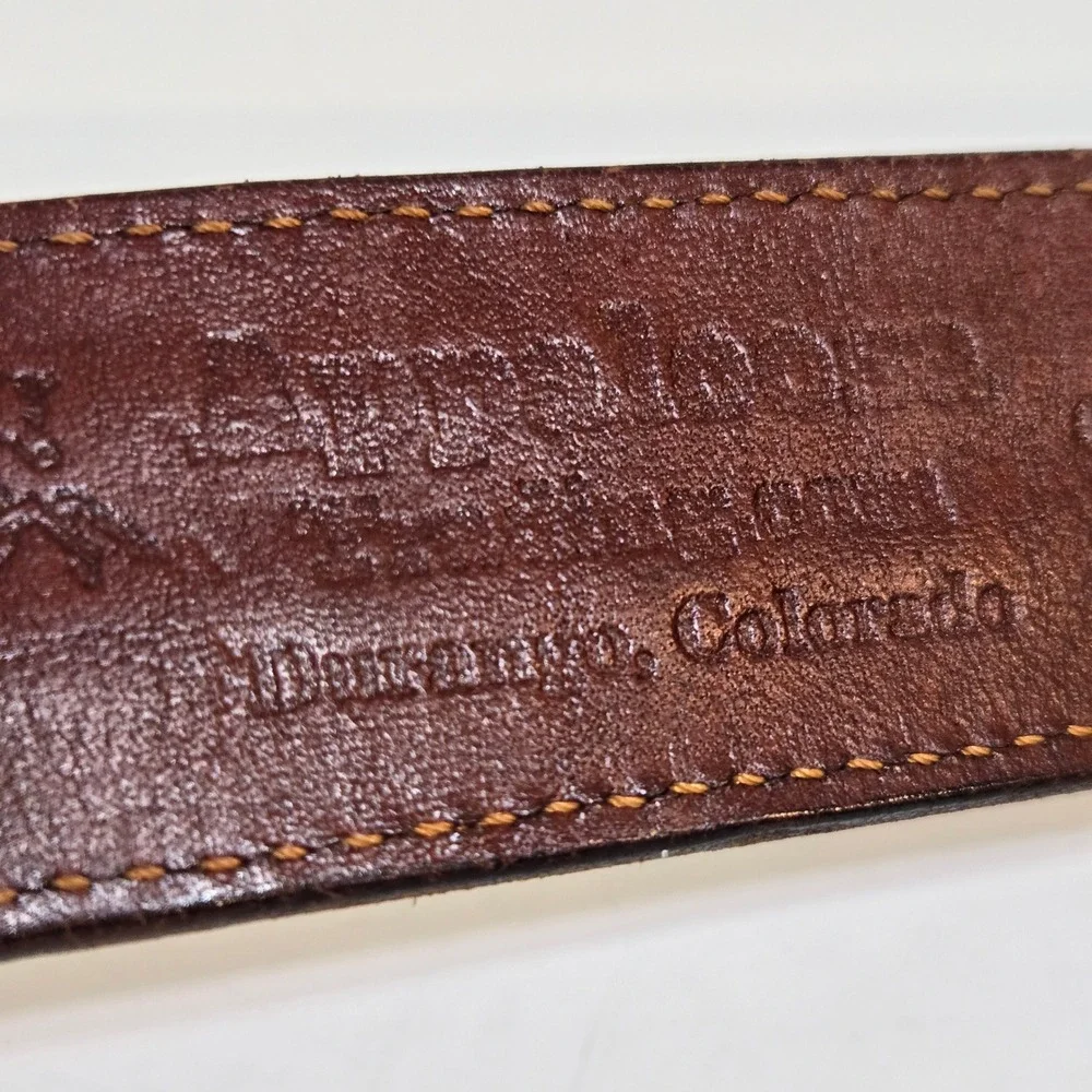Appaloosa Trading Co Leather Belt Mens 38 Brown Basketweave Western Rugged Brass